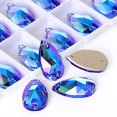 Light Sapphire Shimmer Drop Shape High Quality Glass Sew-on Rhinestones WholesaleRhinestone